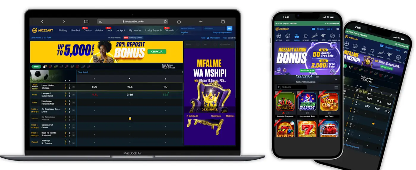MozzartBet Kenya Desktop and Mobile View Screenshot